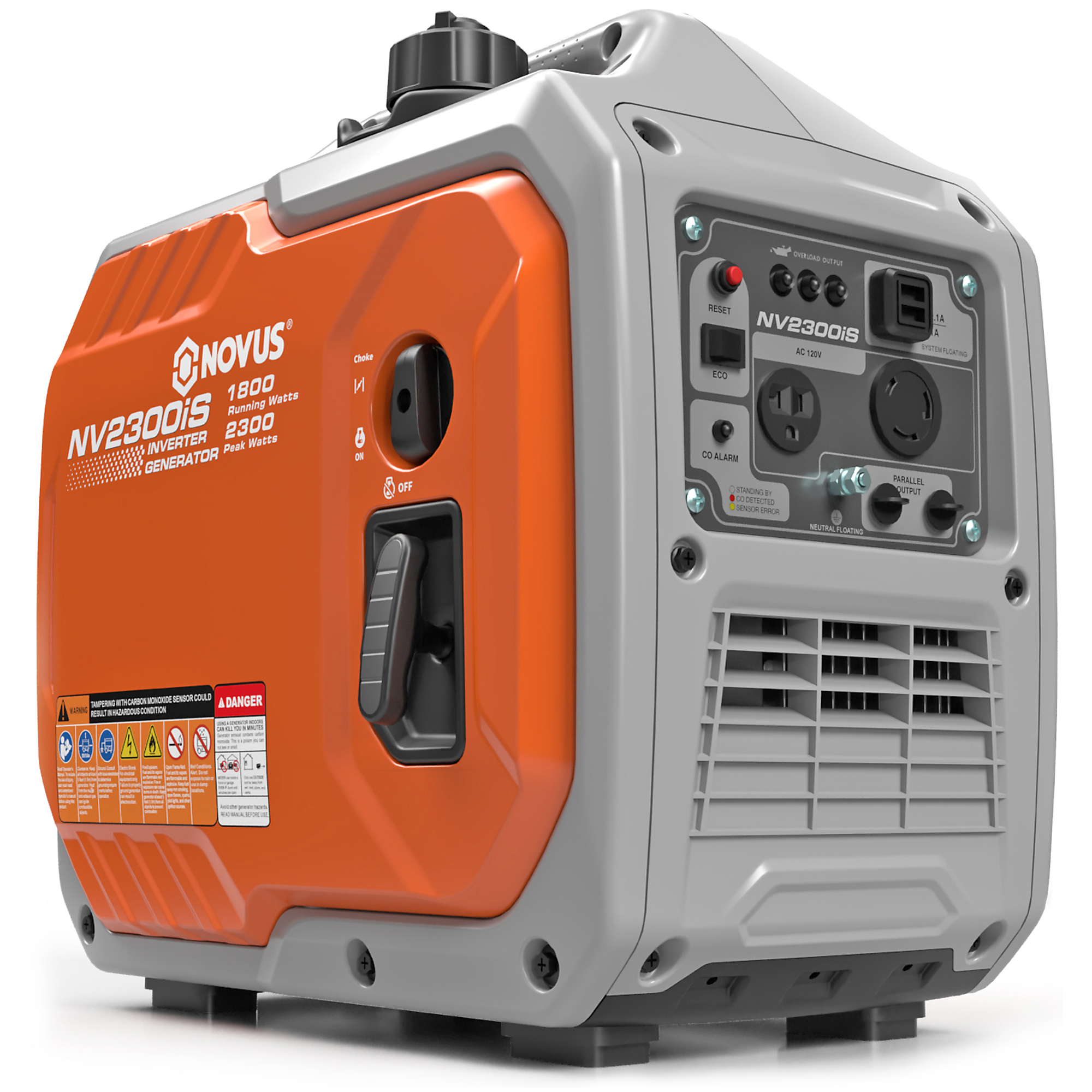 NOVUS, 2300W Inverter Generator with CO Sensor, Surge Watts 2300 Rated Watts 1800 Voltage 120 Model# NV2300iS